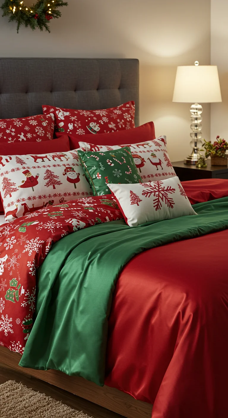 Festive Bedspread and Throw Pillows
